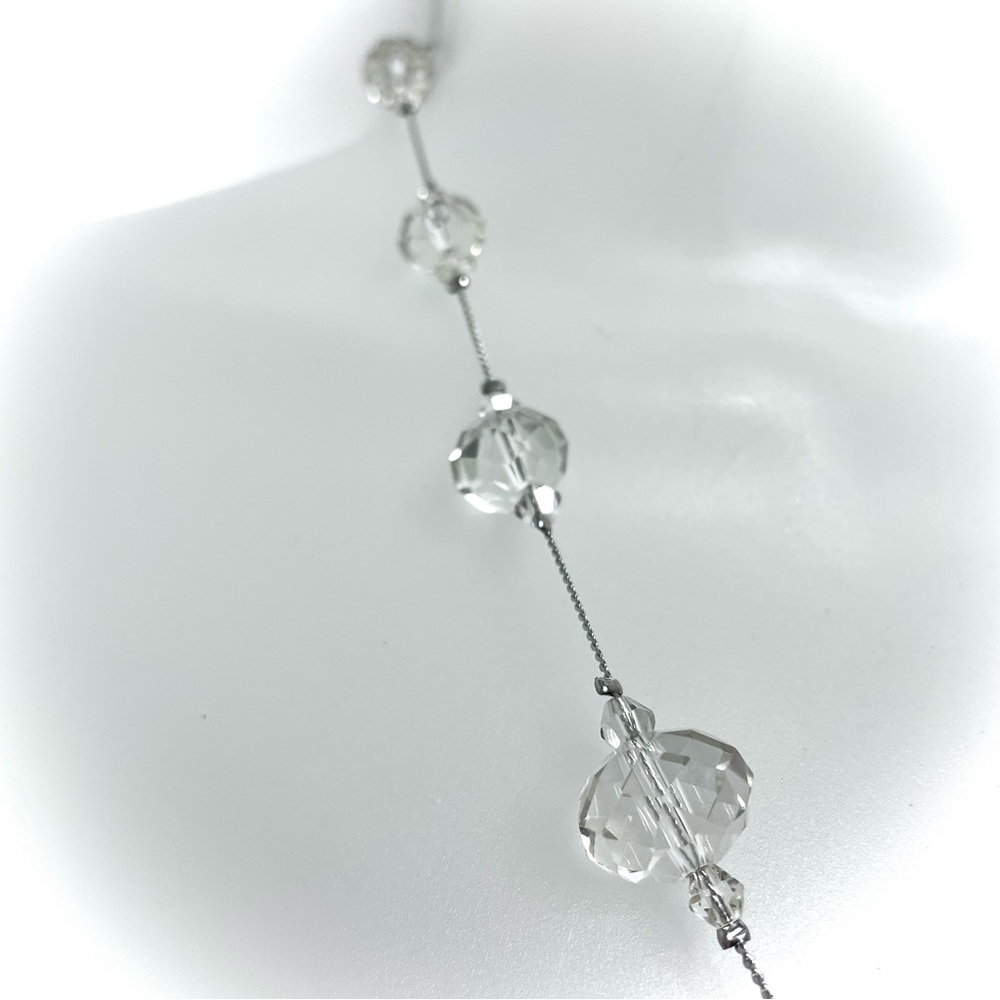 Vintage Clear Crystal Necklace Gem Beads Statement Cocktail Jewelry Adjustable - Picture 3 of 5